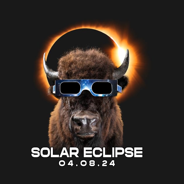 Solar Eclipse Bison: Bold Tee Celebrating the Spirit of America by GinkgoForestSpirit