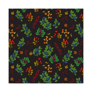 Autumn berries on chocolate brown T-Shirt