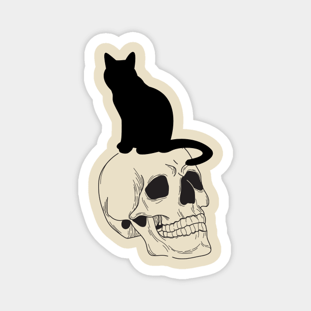 cat and skull Magnet by Amadej