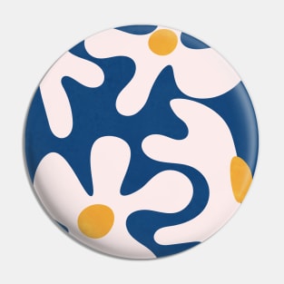 Abstract Flowers Blue White Pin