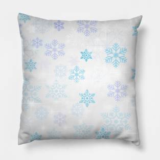 Blue and purple snowflakes in winter - simple design Pillow