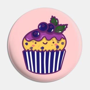 Kawaii Blueberry cupcake sticker doodle design sticker Pin