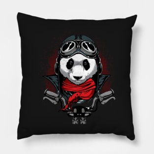 Panda Motorcycle Biker Vintage Graphic Gift Pillow