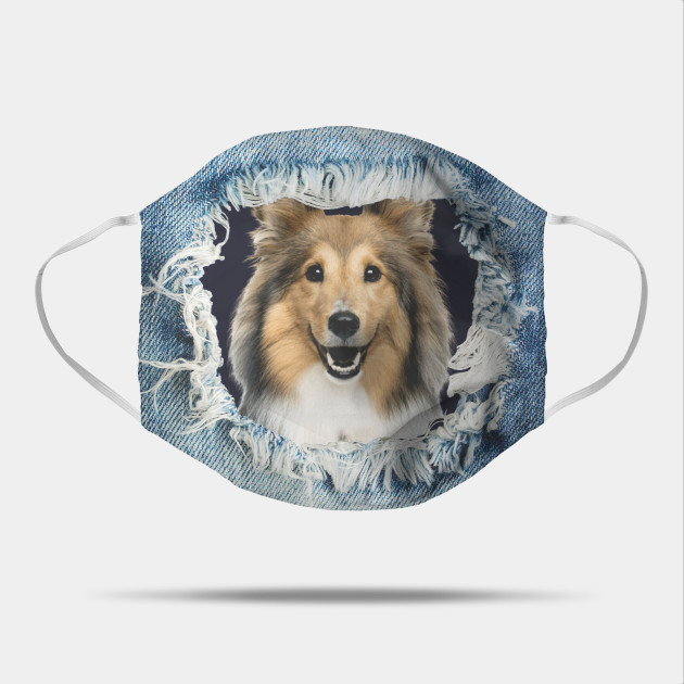 Reusable And Washable Face Mask Funny Sheltie In Jeans Hole Unisex