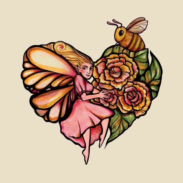 Spring Bee Fairy Art by bubbsnugg