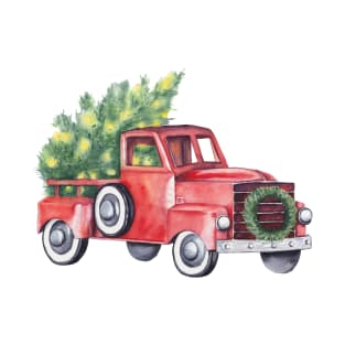 Old red truck Christmas illustration T-Shirt