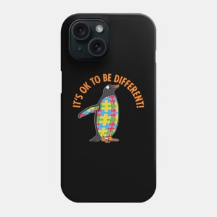 Autism Awareness T-Design - It's OK To Be Different Penguin Phone Case