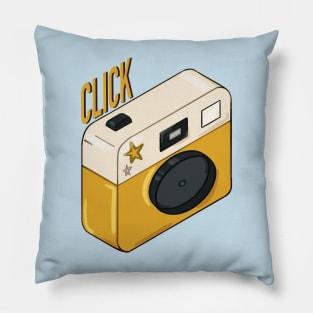 Click Cute Retro Camera Photographer Art Pillow