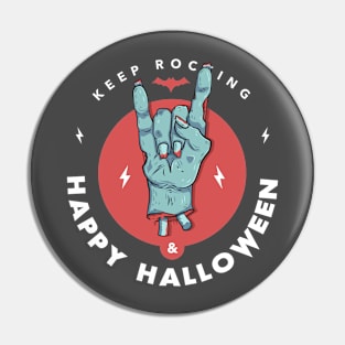 Rock and Roll - Zombie Halloween Design Pin