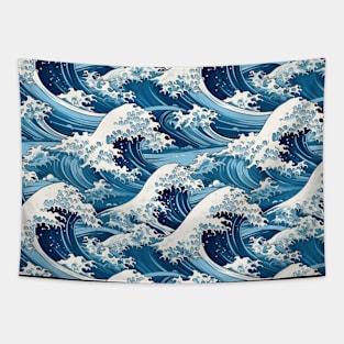 Ephemeral Crests: Hokusai Waves Reimagined Tapestry