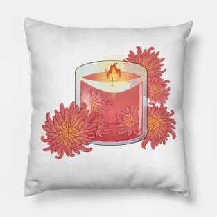 Beautiful gentle candle with chrysanthemum Pillow