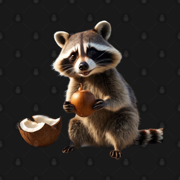 Raccoon with its coconut by CobArt