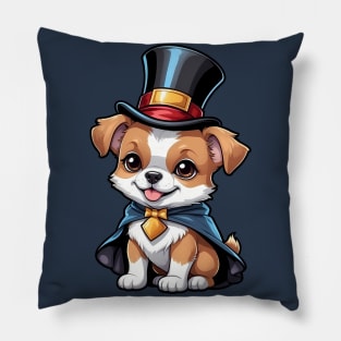 Cute Puppy Wearing Top Hat and Bowtie Pillow