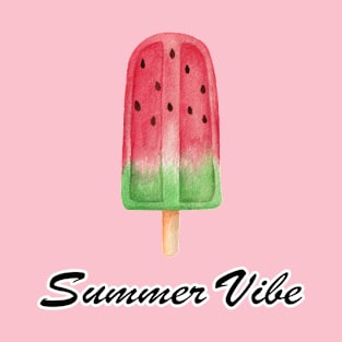 Summer Vibe, Watermelon Ice Pop, Hand Painted Watercolor Design T-Shirt