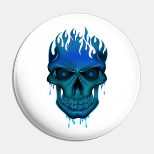 Flame Skull - Blue Pin