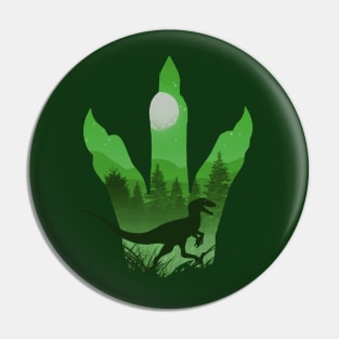 Green Dinosaur Silhouette inside Claw Pin