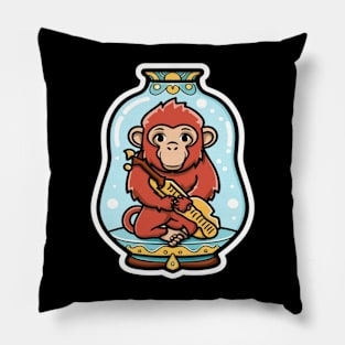 Cute Monkey in a Bottle Pillow