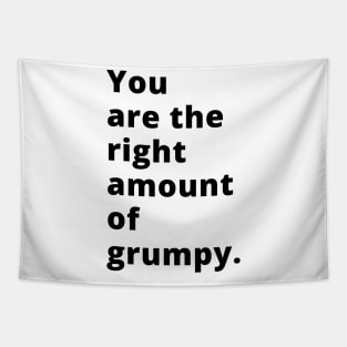 You Are The Right Amount Of Grumpy. Funny Valentines Day Saying. Tapestry