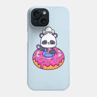 Cute Chef Panda With Donut Holding Cake Cartoon Phone Case