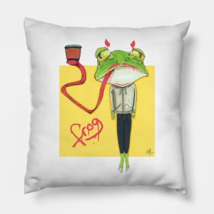 Tired Frog Graffiti Pillow