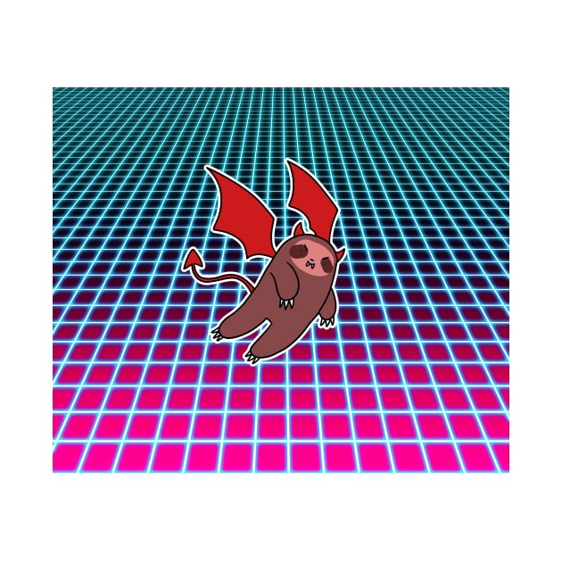 Demon Sloth Vaporwave Grid by saradaboru