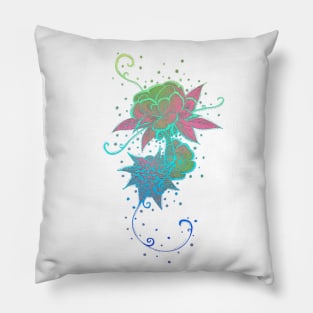 Abstract Neon Rose Tattoo Pillow