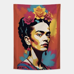 Frida's Chromatic Charm: Colorful Portrait Tapestry