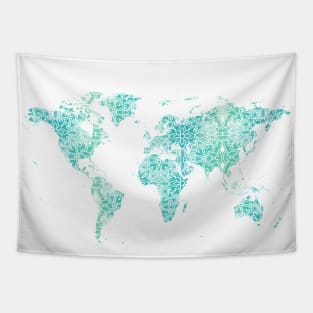 World Map Mandala Tapestry