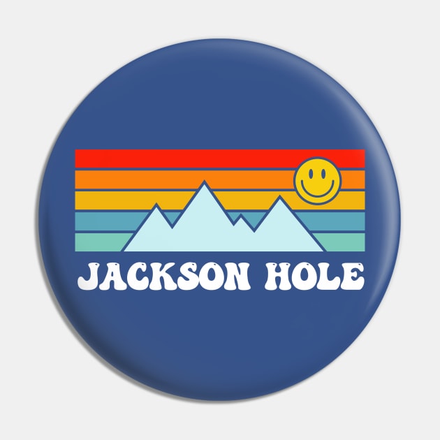 Jackson Hole Wyoming Ski Grand Teton Mountains Smiley Face Pin by PodDesignShop