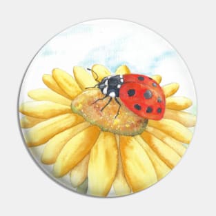 Ladybug on yellow flower Pin