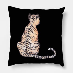 Tiger from behind ink and watercolor Pillow