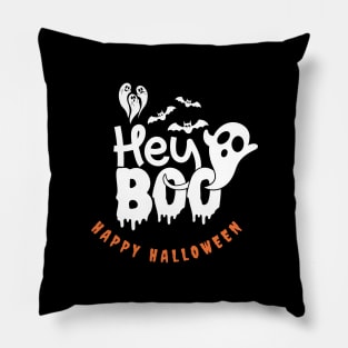 Hey Boo Typography Halloween Pillow