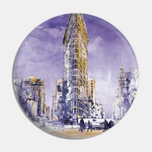 New York Watercolor Cityscape - Flatiron Building Pin