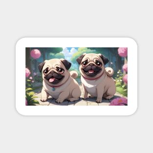 A Pair of smiling pugs Magnet