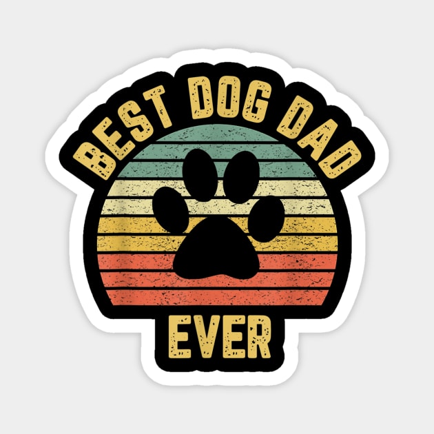 Best Dog Dad Ever Paw Print Vintage Magnet by Suchmugs