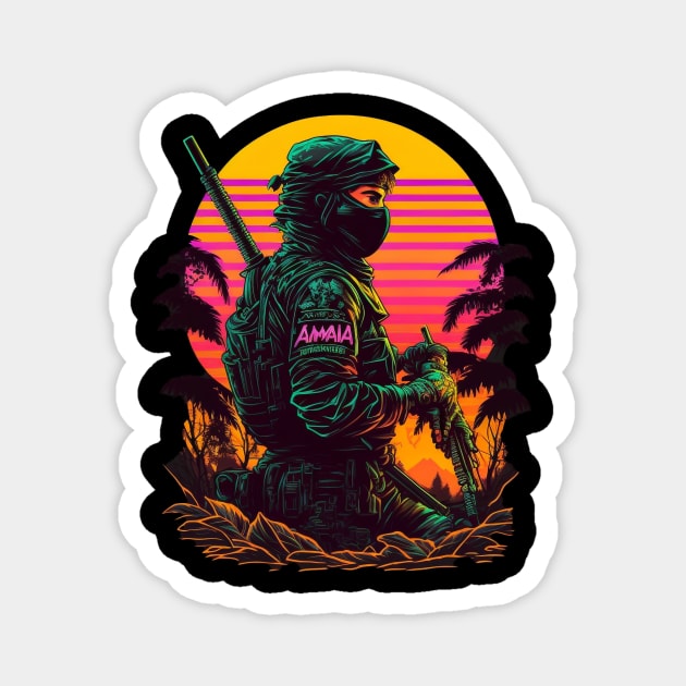 Soilder in 80s Magnet by HappysSpace