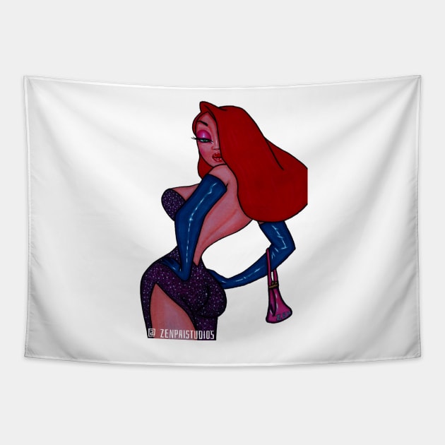 Jessica Rabbit III Tapestry by Zenpaistudios