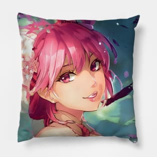 anime girl pink hair manga Pillow