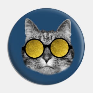 Rich cat wearing yellow sunglasses Pin