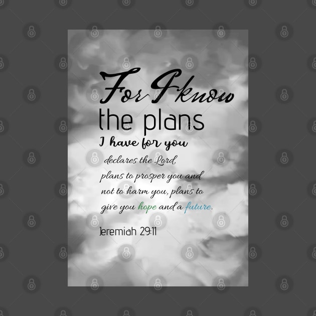 Bible verse Jeremiah 29:11 on hand drawn sky digital painting by Katarinastudioshop