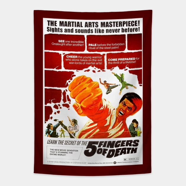 Classic Martial Arts Movie Poster - 5 Fingers of Death Tapestry by Starbase79