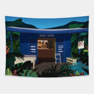 Shop at Dusk Tapestry