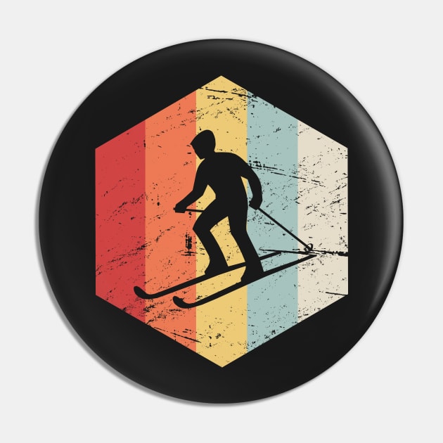 Retro 70s Winter Sports Ski Icon Pin by MeatMan