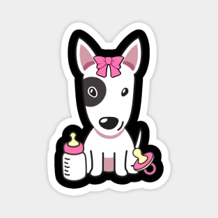 Cute bull terrier is a baby - girl Magnet