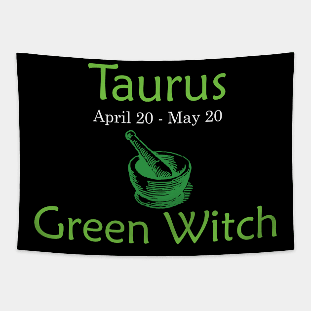 Taurus Green Witch Apothecary | Zodiac Tapestry by jverdi28