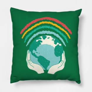 Earth Day 2024 Environmental Awareness Rainbow Pillow