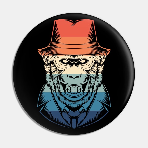 Monkey Classic Boss Pin by Rise And Design