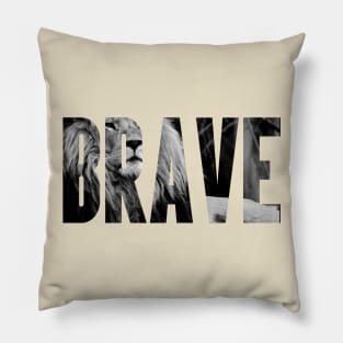 Brave Inspirational Lion Photo B&W Pillow