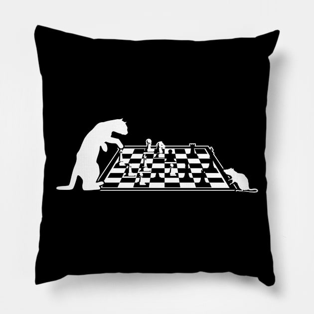 Cat And Mouse Playing Chess Board Pillow by shirtsyoulike