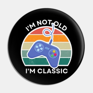 I'm not old, I'm Classic | Game Controller | Retro Hardware | Vintage Sunset | '80s '90s Video Gaming Pin